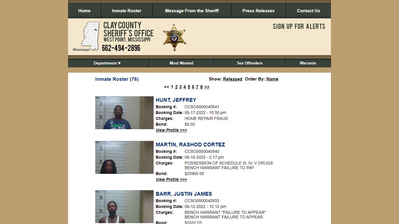 Inmate Roster - Current Inmates Booking Date Descending - Clay County ...