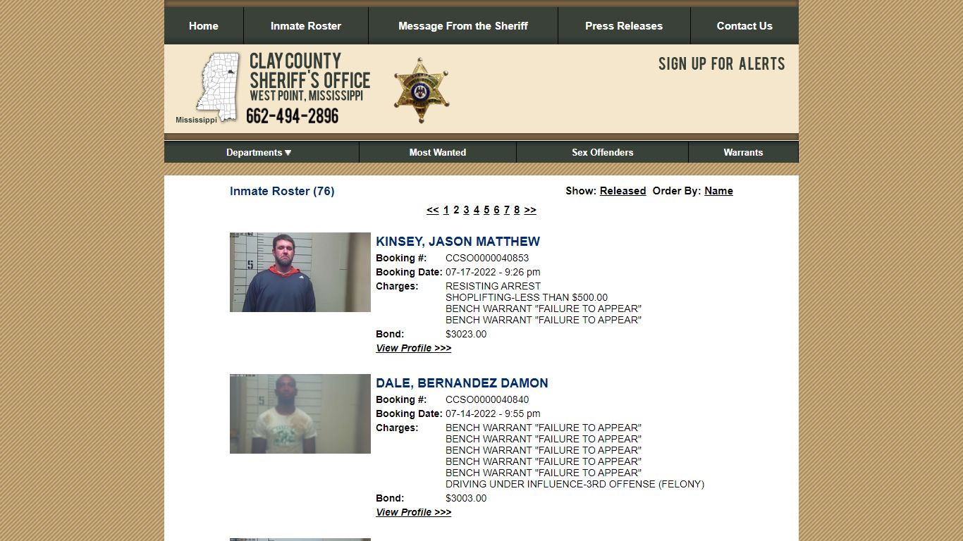 Inmate Roster - Clay County Sheriff's Office