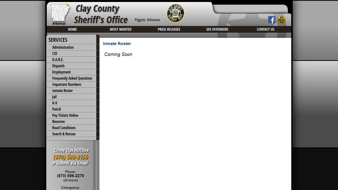 Inmate Roster - Clay County Sheriff's Office | Piggott, AR